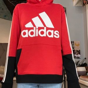 Red and black Adidas youth hoodie